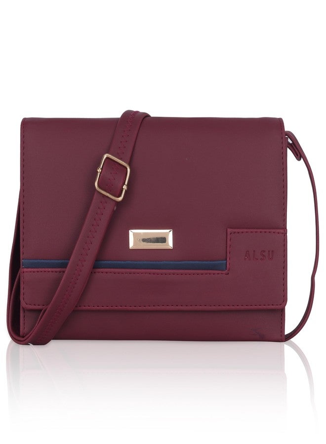 ALSU Women's Sling Bag Maroon Trendy crossbody bag | ladies purse handbag | deattachable straps |card slots (ath-001mar) - Image 1